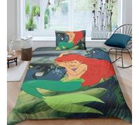 Parure De Lit Imprimée En 3d La Petite Sirène, Douce Et Confortable, Motif Princesse De Dessin Anime, Pour Lit Double : 1 Housse De Couette, 2 Taies D'oreiller