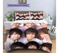 Parure De Lit Imprimee Hey Say Jump - Polyester, Fermeture Éclair, Couette Toutes Saisons Avec Taies D'oreiller Assorties, Ideal Pour La Decoration De La Chambre, Cadeaux D'anniver