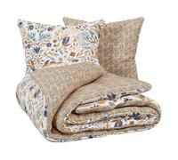 Parure de lit imprimée Kilda beige lin 260x240cm - Atmosphera createur d'interieur