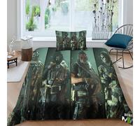 Parure De Lit Imprimée Modern Warfare, Douce Et Respirante, Pour Lit Double, Motif Dessin Anime : Housse De Couette Et Taie D'oreiller Assorties.