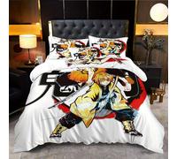 Parure De Lit Imprimee Numériquement Sur Le Theme Du Samouraï - Polyester, Fermeture Éclair, 1 Housse De Couette Et 2 Taies D'oreiller, Rembourrage Non Inclus - Résistant À La Déco