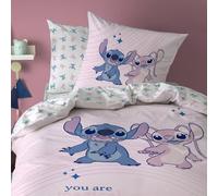 Parure De Lit Imprimée Réversible 100% Coton, Disney Home Stitch Amour Rose 140X200 63X63