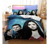 Parure De Lit Imprimee The Vampire Diaries, Housse De Couette Et Taie D'oreiller, Motif Personnage 3d, Pour Lit Double, Queen Et King Size