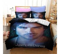 Parure De Lit Imprimee The Vampire Diaries, Housse De Couette Et Taie D'oreiller, Motif Personnage 3d, Pour Lit Double, Queen Et King Size