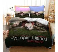 Parure De Lit Imprimee The Vampire Diaries, Housse De Couette Et Taie D'oreiller, Motif Personnage 3d, Pour Lit Double, Queen Et King Size