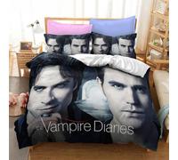 Parure De Lit Imprimee The Vampire Diaries, Housse De Couette Et Taie D'oreiller, Motif Personnage 3d, Pour Lit Double, Queen Et King Size