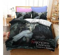 Parure De Lit Imprimee The Vampire Diaries, Housse De Couette Et Taie D'oreiller, Motif Personnage 3d, Pour Lit Double, Queen Et King Size