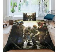 Parure De Lit Imprimée Tortues Ninja 3d, Facile D'entretien, Avec Fermeture Éclair, Personnages De Dessins Animes, Housse De Couette, 1 Taie D'oreiller, 1 Housse De Couette Simple