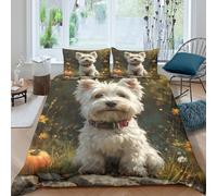 Parure De Lit Imprimée Yorkshire Terrier 3D Animaux Couette Sets avec Fermeture Éclair Microfibre avec 2 Taie d'oreiller pour Enfants Et Adulte King（220x240cm）