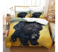 Parure De Lit Imprimée Yorkshire Terrier 3D Animaux Housse Couette avec Fermeture Éclair Microfibre + 2 Taie d'oreiller pour Couple Super King（260x220cm）