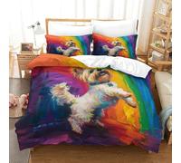 Parure De Lit Imprimée Yorkshire Terrier 3D Animaux Sets Housse De Couette avec Fermeture Éclair Décoration De Chambre À Coucher avec 2 Taie d'oreiller pour Couple Super King（260x220cm）