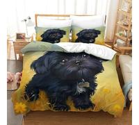 Parure De Lit Imprimée Yorkshire Terrier 3D Animaux Sets Housse De Couette avec Fermeture Éclair Décoration De Chambre À Coucher + 2 Taie d'oreiller pour Couple Single（140x200cm）