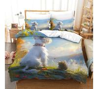 Parure De Lit Imprimée Yorkshire Terrier 3D Animaux Sets Housse De Couette avec Fermeture Éclair Hypoallergénique avec 2 Taie d'oreiller pour Couple Super King（260x220cm）