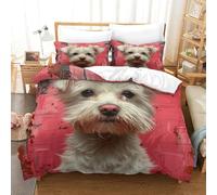 Parure De Lit Imprimée Yorkshire Terrier en 3D Animaux Couette Sets avec Fermeture Éclair Hypoallergénique avec 2 Taie d'oreiller pour Enfants Et Adulte Single（140x200cm）