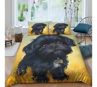 Parure De Lit Imprimée Yorkshire Terrier en 3D Animaux Couette Sets avec Fermeture Éclair Hypoallergénique + 2 Taie d'oreiller pour Enfants Et Adulte Double（200x200cm）