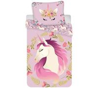 Parure de lit - JERRY FABRICS - Licorne - 140 x 200 cm - 100% coton - Rose