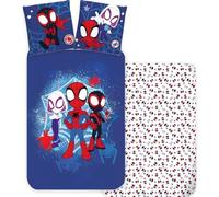 Parure de lit junior Marvel Spidey | Housse de couette 100x140 cm + Taie d'oreiller 40x45 cm, 100% Coton | Parure de lit pour bébé parfaite pour les tout-petits | Parure de lit réversible et douce