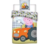 Parure de lit Junior Peppa Pig George | Housse de Couette 100 x 135 cm + taie d’Oreiller 40 x 60 cm | 100% Coton | Douce et Respirante | Design réversible Peppa Pig pour bébés et Jeunes Enfants