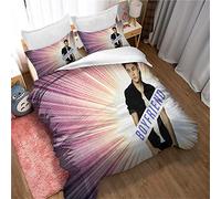 Parure De Lit Justin Bieber Singer, Housses De Couette King Size sans Repassage, 3 Pièces avec Fermeture éclair + 2 Taies d'oreiller (Image 01,200x200cm(1.5M/1.8MBed))