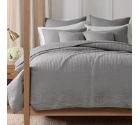 Parure de lit King Size en Coton au Point de Croix, Gris, uni