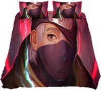 Parure De Lit King Size Lalks Kpoybiay - Parure De Lit Anime Ninja Avec 1 Couette + 2 Taies D'oreiller, Microfibre Ultra Douce, Facile D'entretien, Décoration De Chambre Parfaite