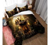 Parure De Lit King Size - Lion Mighty, Ensemble De 3 Pieces En Microfibre Avec Housse De Couette Et 2 Taies D'oreiller Pour Homme Et Femme, Lion