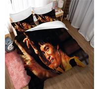 Parure De Lit Kung Fu Bruce Lee - Housse De Couette Unie En Polycoton Avec Taies D'oreiller Assorties - Entretien Facile Et Lavable En Machine