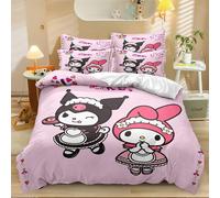 Parure De Lit Kuromi Et My Melody Pour Garçons Et Filles, 3 Pieces, Motif Dessin Anime 3d, Housse De Couette En Microfibre Respirante Et Durable, Cadeau Pour Garçons Et Filles, 1 H