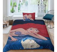 Parure De Lit La Petite Sirène, Housse De Couette, Couple, Dessin Anime, Princesse, Super Douce, Facile D'entretien, Simple, 2 Pieces, 1 Housse De Couette + Taie D'oreiller Assorti