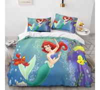 Parure De Lit La Petite Sirène, Housse De Couette, Couple, Dessin Anime, Princesse, Super Douce, Facile D'entretien, King Size, 2 Pieces, 1 Housse De Couette + Taie D'oreiller Asso