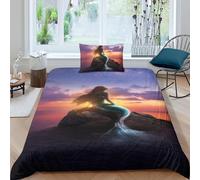 Parure De Lit La Petite Sirène, Housse De Couette, Couple, Dessin Anime, Princesse, Super Douce, Facile D'entretien, Simple, 2 Pieces, 1 Housse De Couette + Taie D'oreiller Assorti