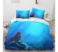 Parure De Lit La Petite Sirène, Housse De Couette, Couple, Dessin Anime, Princesse, Super Douce, Facile D'entretien, King Size, 2 Pieces, 1 Housse De Couette + Taie D'oreiller Asso