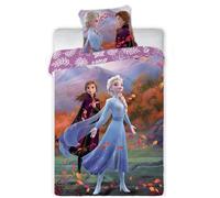 Parure de Lit La Reine des Neiges Disney, Housse de Couette Réversible avec Taie d'oreiller, 2 Pièces (140x200 cm + 63x63 cm), 1 Personne, 100% Polyester