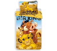 Parure de Lit - Le Roi Lion - 100% Coton - Jaune, Marron, Bleu - 140 x 200 cm