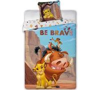Parure de lit Le Roi Lion en Coton, Housse de Couette Réversible 140x200 cm, Taie d'oreiller 63x63 cm, 100% Coton