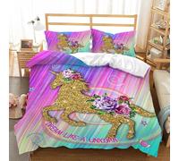 Parure De Lit Licorne Arc-En-Ciel Kawaii Avec Housse De Couette Et Motif Animal De Dessin Anime Pour Enfants Et Filles, 2 Ou 3 Pieces, Pour Lit Simple, Double Ou Queen Size