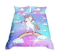 Parure De Lit Licorne Dessin Anime, Motif Arc-En-Ciel Kawaii, Housse De Couette Pour Enfants, Housse De Couette Pour Filles, Taille Simple, Double, King Size