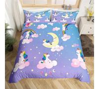 Parure De Lit Licorne Dessin Anime, Motif Arc-En-Ciel Kawaii, Housse De Couette Pour Enfants, Housse De Couette Pour Filles, Taille Simple, Double, King Size