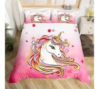 Parure De Lit Licorne Dessin Anime, Motif Arc-En-Ciel Kawaii, Housse De Couette Pour Enfants, Housse De Couette Pour Filles, Taille Simple, Double, King Size