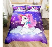 Parure De Lit Licorne Dessin Anime, Motif Arc-En-Ciel Kawaii, Housse De Couette Pour Enfants, Housse De Couette Pour Filles, Taille Simple, Double, King Size
