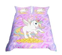 Parure De Lit Licorne Dessin Anime, Motif Arc-En-Ciel Kawaii, Housse De Couette Pour Enfants, Housse De Couette Pour Filles, Taille Simple, Double, King Size