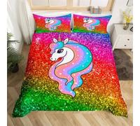 Parure De Lit Licorne Dessin Anime, Motif Arc-En-Ciel Kawaii, Housse De Couette Pour Enfants, Housse De Couette Pour Filles, Taille Simple, Double, King Size