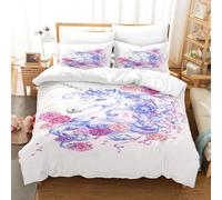 Parure De Lit Licorne Rose Arc-En-Ciel Avec Housse De Couette Et Imprime 3d Pour Lit Simple, Double, Queen Et King Size 034