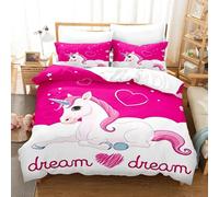 Parure De Lit Licorne Rose Arc-En-Ciel Avec Housse De Couette Et Imprime 3d Pour Lit Simple, Double, Queen Et King Size 034