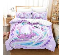 Parure De Lit Licorne Rose Arc-En-Ciel Avec Housse De Couette Et Imprime 3d Pour Lit Simple, Double, Queen Et King Size 034