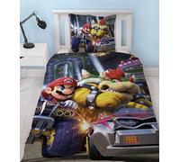 Parure de Lit, Lit 1 Place, Housse de Couette 140x200 cm avec Taie d'oreiller 63x63 cm, accompagné de Ses Amis, Luigi, Peach, Yoshi, Toad. (Parure de Lit Kart)