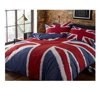 Parure de lit Londres Union Jack London - Blanc - 140 x 200 cm - Lavable en machine