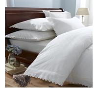 Parure de lit - Luxueux - Housse de couette et taies - Broderies - Blanc - 200x200 cm