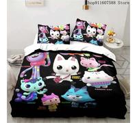 Parure De Lit Maison De Poupée Gabby's Kawaii, Ensemble De Lit Simple Double, Decoration D'intérieur Pour Filles Et Enfants, Ensemble De Housse De Couette Avec Chat Mignon De Dessin Anime
