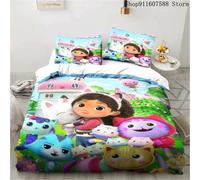 Parure De Lit Maison De Poupée Gabby's Kawaii, Ensemble De Lit Simple Double, Decoration D'intérieur Pour Filles Et Enfants, Ensemble De Housse De Couette Avec Chat Mignon De Dessin Anime